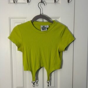 The Ragged Priest Neon Green Crop Top With Buckles Size Small